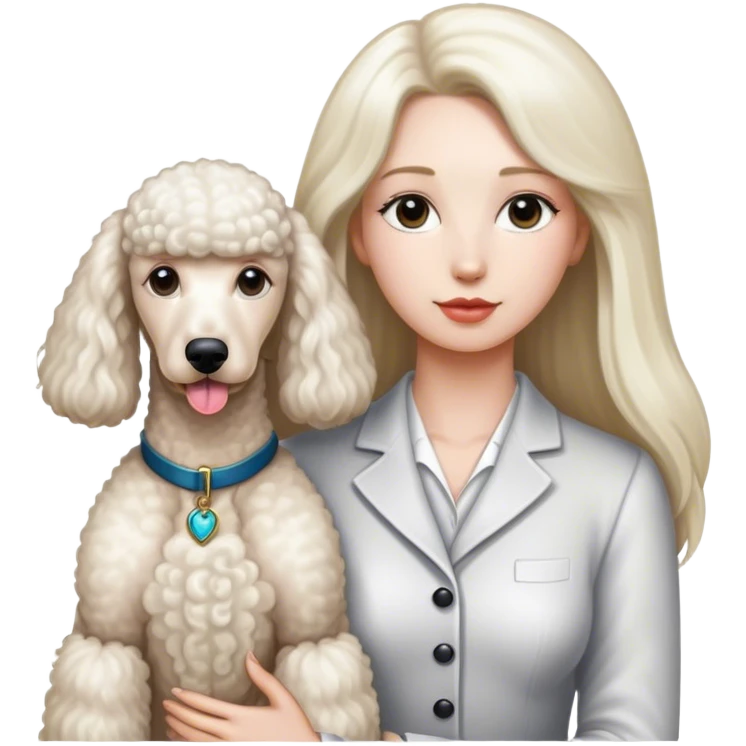 White Standard Poodle and Straight long hair Women emoji