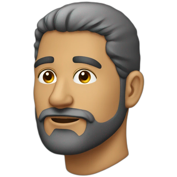 Hombre blanco de 36 años, sin cabello en la cabeza y con barba negra emoji