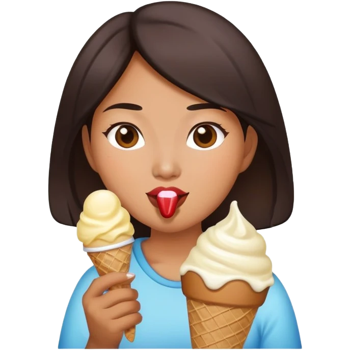 Asian women with big breasts eating ice cream  emoji