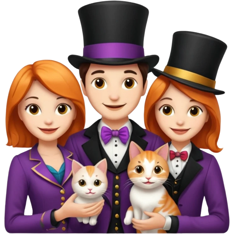 magician couple and their pet cat emoji