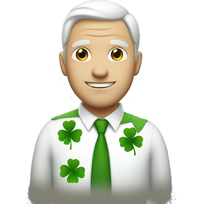 white man with four leaf clover emoji