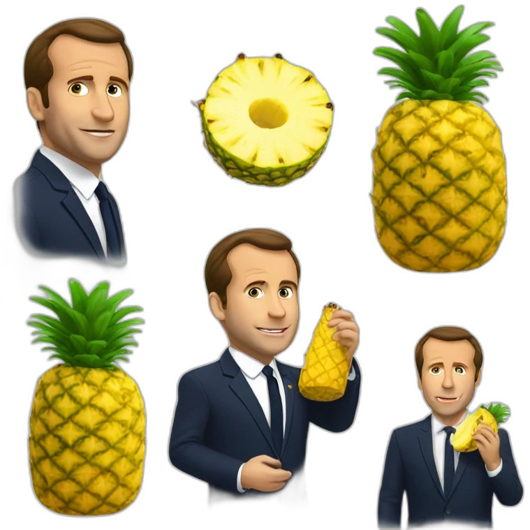 macron eating ananas emoji