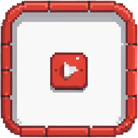 YouTube logo, red rectangle with rounded corners and white play button in the center emoji