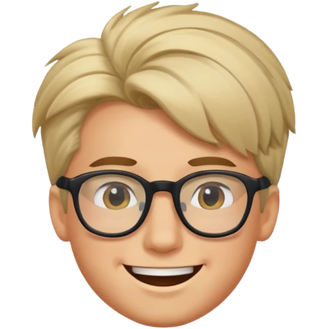 un ragazzo con gli occhiali e capelli in avavnti che fa l'occhiolino ed è felice emoji
