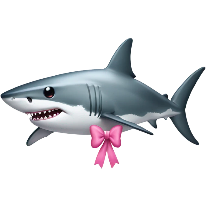 A great white shark with long eye lashes and a pink bow emoji