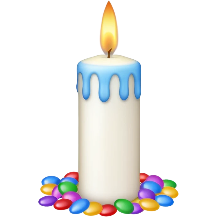 white birthday candle with confetti emoji
