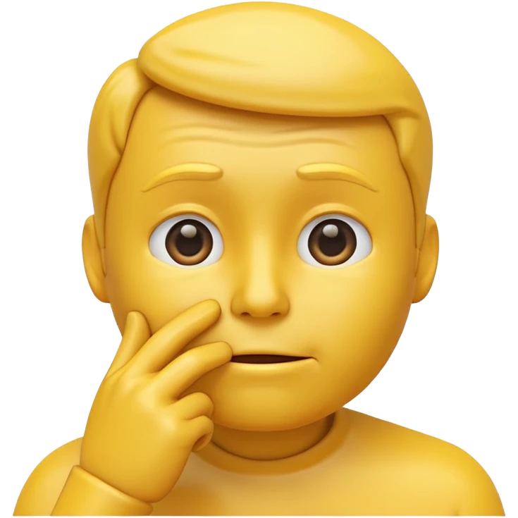 3D render of a yellow thinking face emoji with hand on chin, same expression and color as 🤔, smooth glossy surface, realistic lighting, no body, clean background emoji