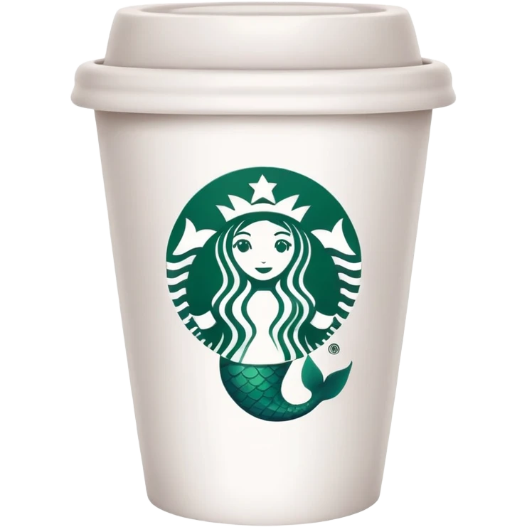 Starbucks coffee cup with green mermaid logo emoji