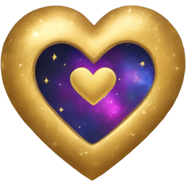 Gold cosmic heart emoji