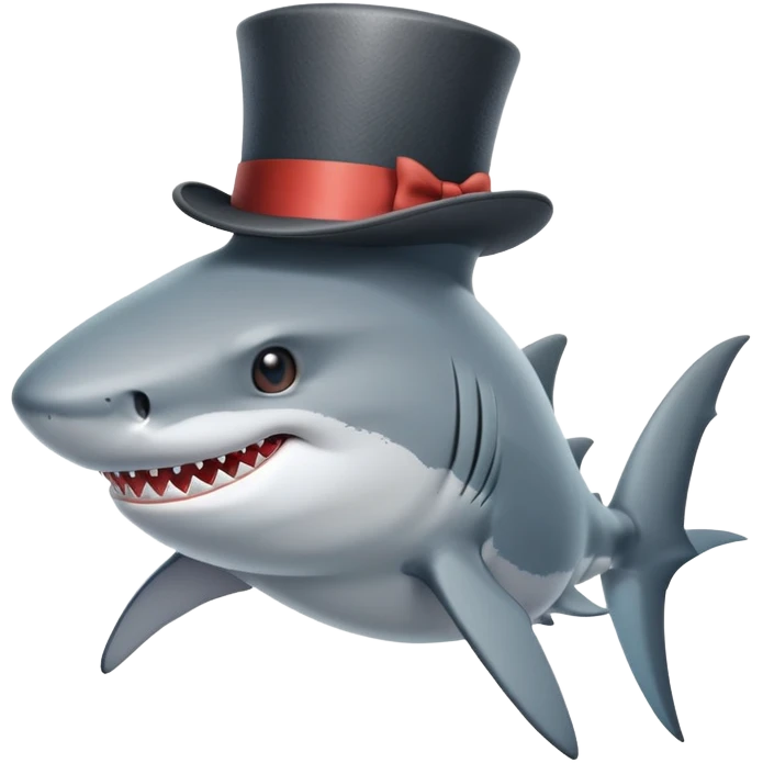 Shark with a top hat emoji