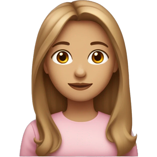 “A girl with light brown hair, slightly almond-shaped eyes, heart-shaped lips, and medium-length hair.” emoji