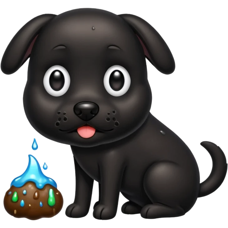 Black dog with poop emoji