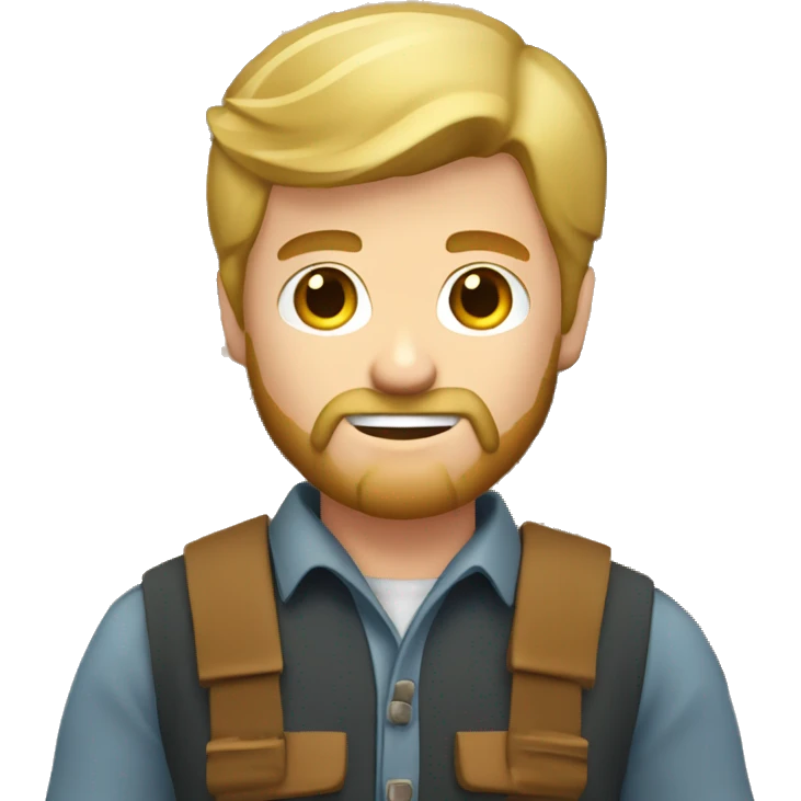 young white man lumberjack with beard blond hair chopping firewood emoji