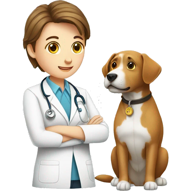 Veterinarian examining pet emoji