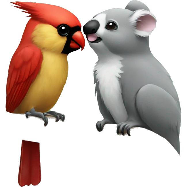 cardinal bird and koala bear kiss emoji