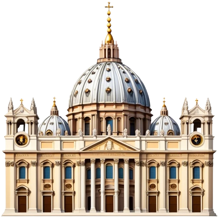 Cinematic Realistic St. Peter's Basilica Landmark Emoji, depicted with majestic, ornate architecture rendered with lifelike detail and regal lighting. emoji