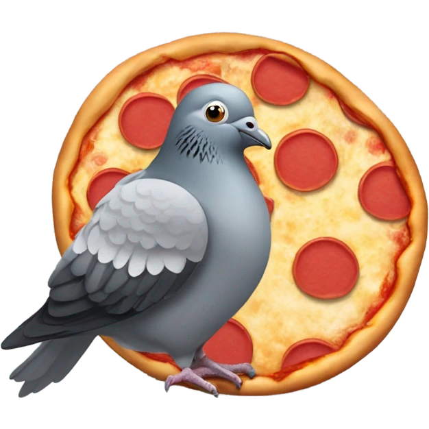 Pigeon holding a pizza emoji