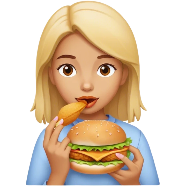 Girl eating chicken sandwich emoji
