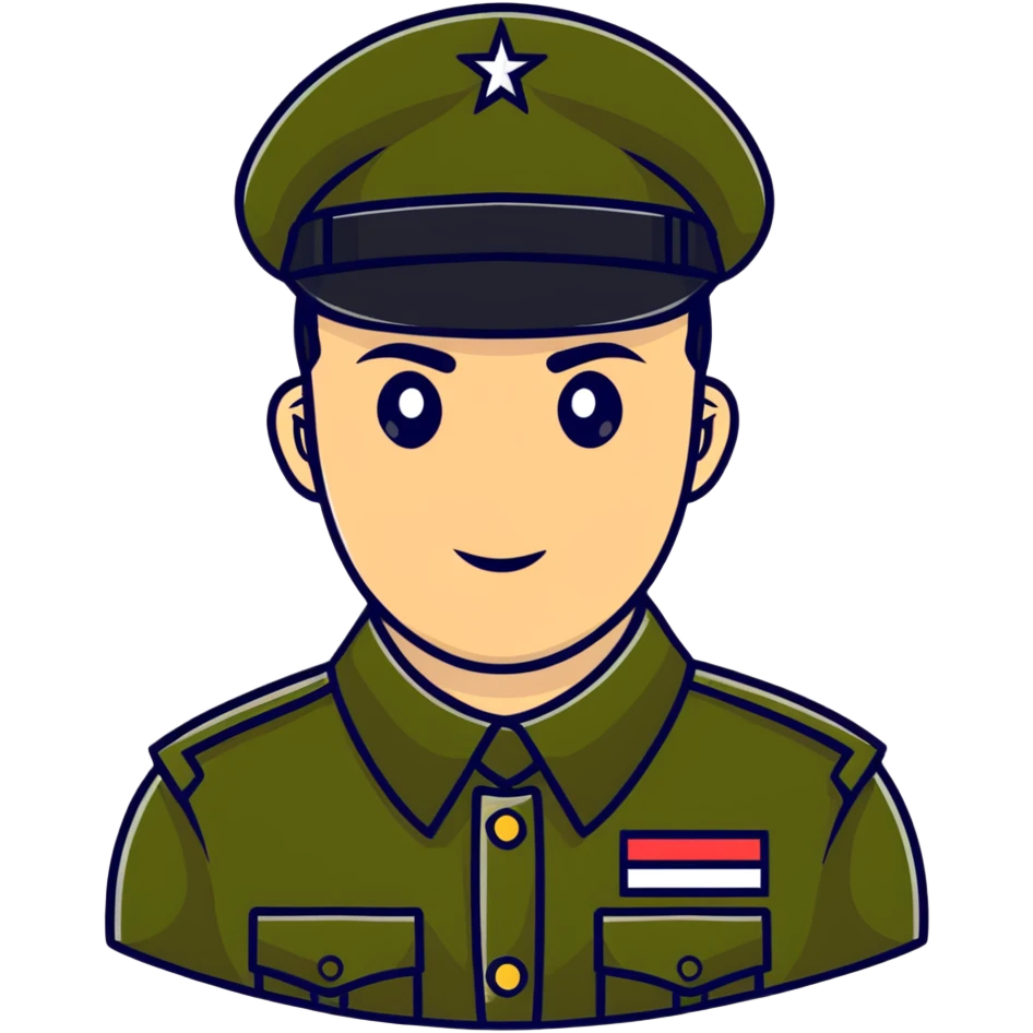 army soldier with formal military cap, front view portrait emoji
