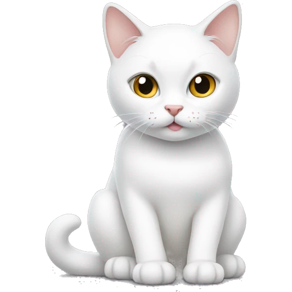 A white cat sitting down emoji