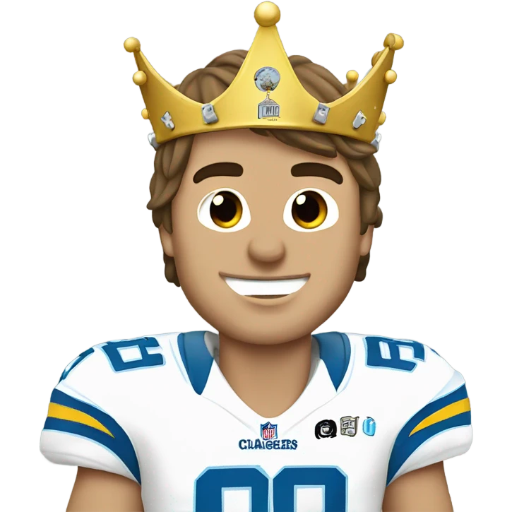 los angeles chargers quarterback justin herbert champion with a crown   emoji