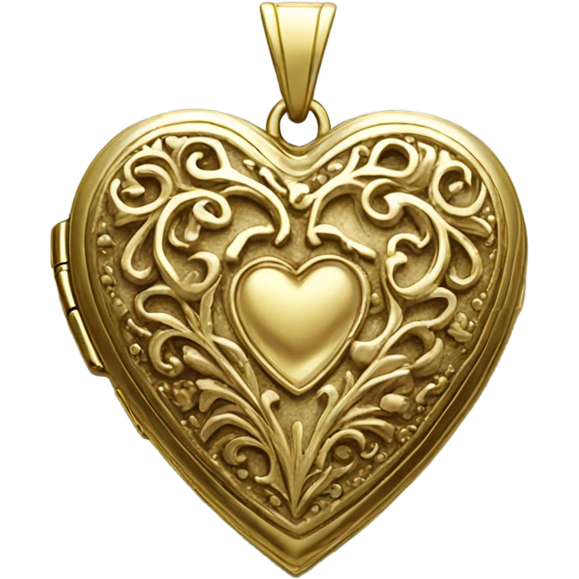 antique gold heart locket emoji