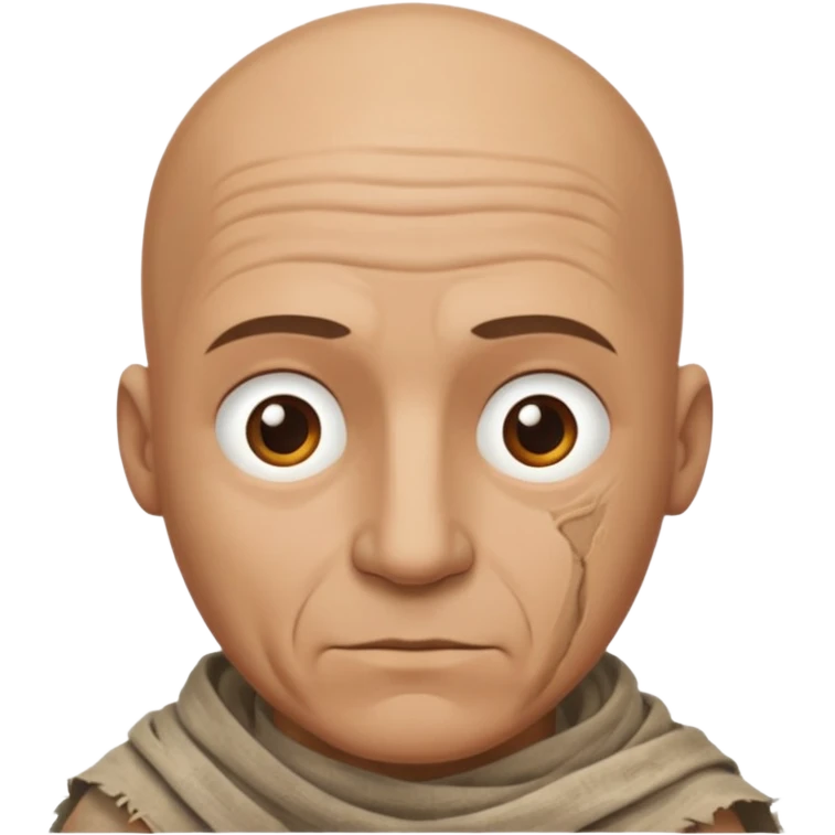ancient man bold head, tattered cleopath skin cloth emoji