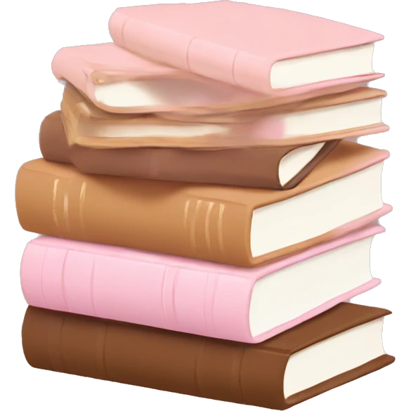 aesthetic pastel pink and caramel brown book stack emoji