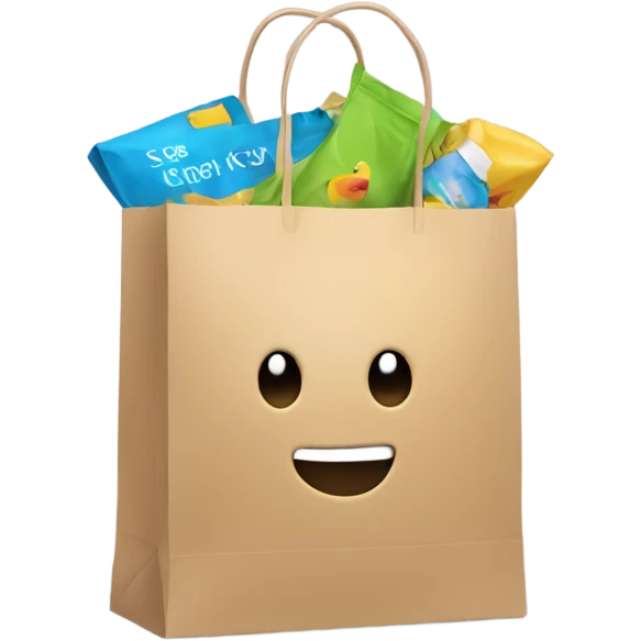 shopping bag that is also a chat bubble emoji
