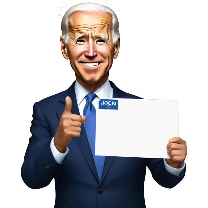 Biden holding a sign emoji