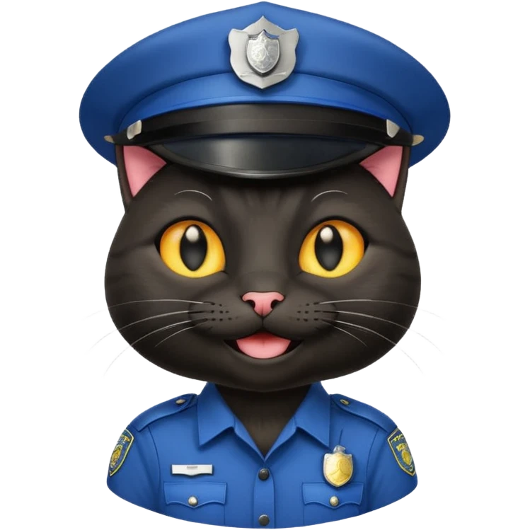 happy black cat police emoji