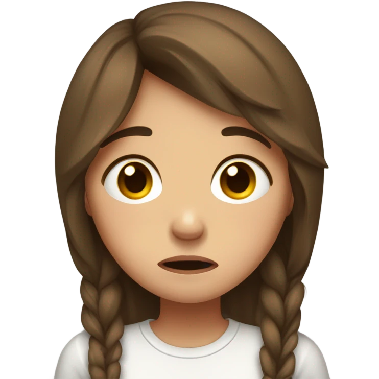 girl brown hair hysterically crying emoji