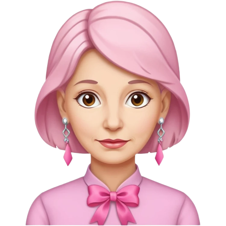 Mature Women with earrings of pink ribbons emoji