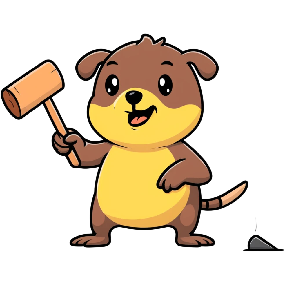 person whacking a mole with a mallet, both with funny expressions emoji