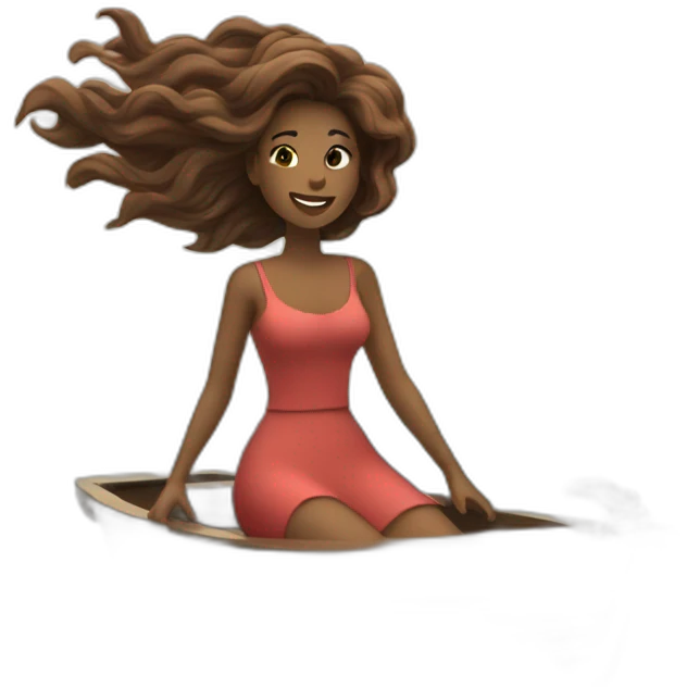 woman with hair flying in the wind on a boat emoji
