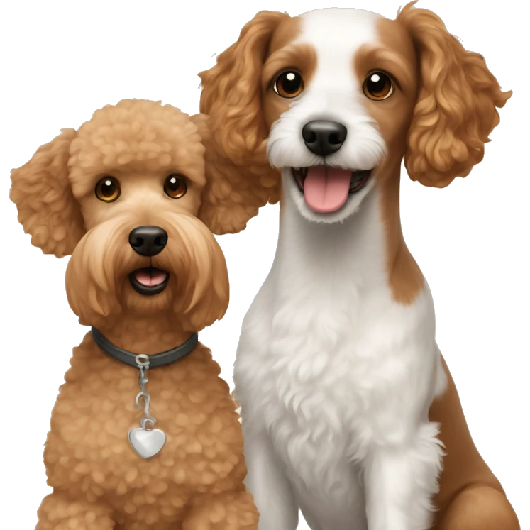 light brown poodle dog with jack russell terrier dog emoji