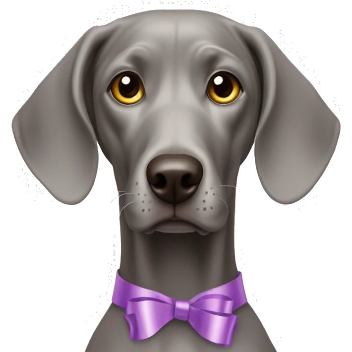 Weimaraner with a tied ribbon on her head emoji