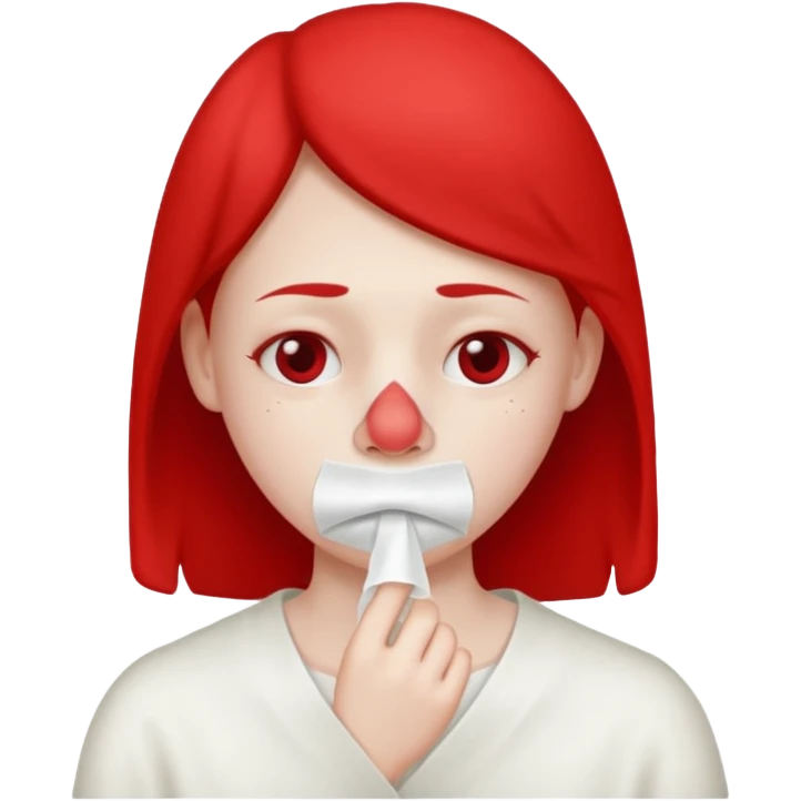 sick person with tissue on nose, fever and red nose. emoji