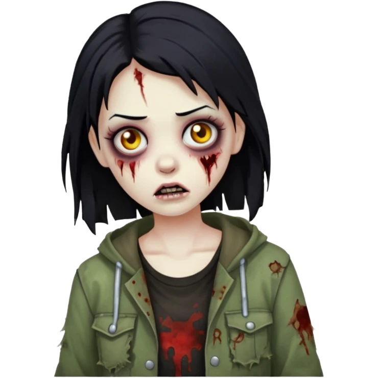 girl zombie with black hair emoji emoji