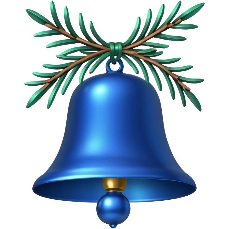 blue christmas bell with pine  emoji