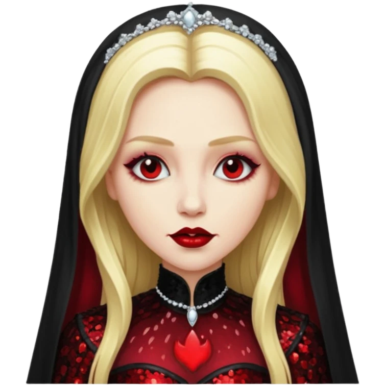 Bride of Dracula with long blonde hair, black sequin outfit emoji
