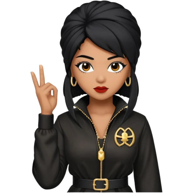 Queen Ninja, R&B Singer, with black hair emoji