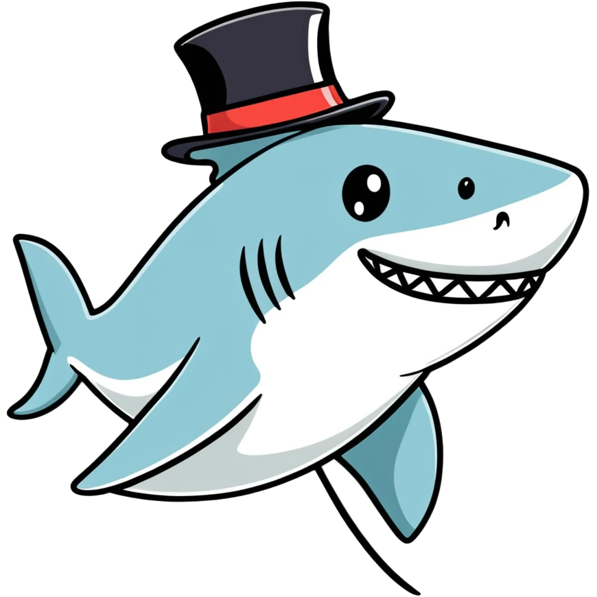 Shark with a top hat emoji