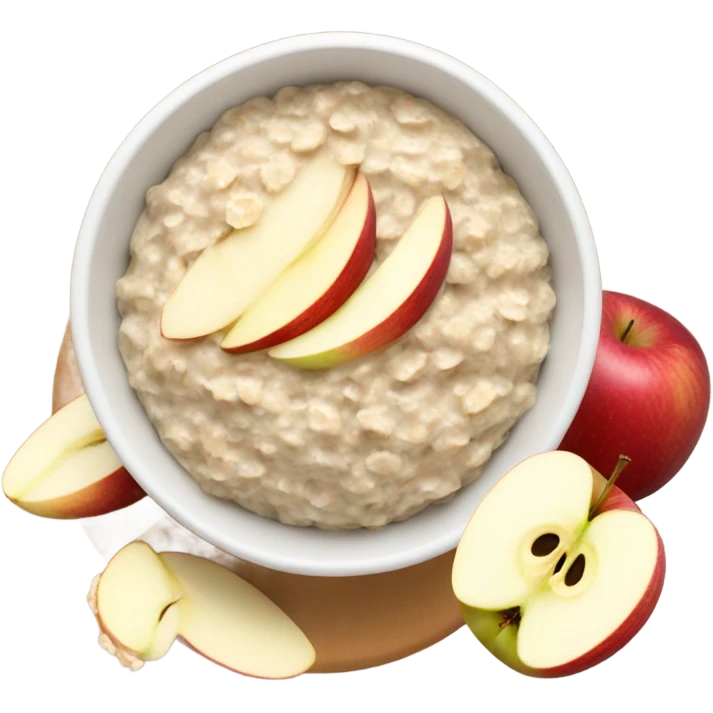 Bowl of overnight oats with sliced apple emoji