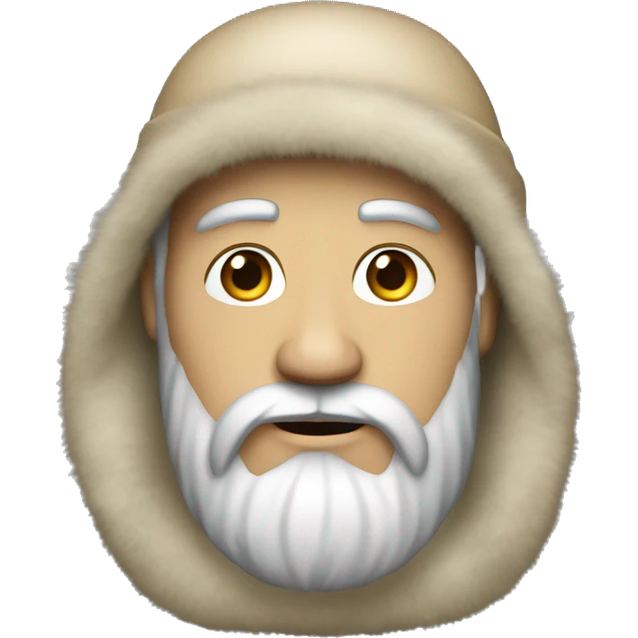 a white man with a black long beard and a beige cap, wearing a fur jacket emoji