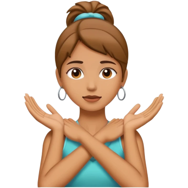 a girl holding her neck with both hands emoji