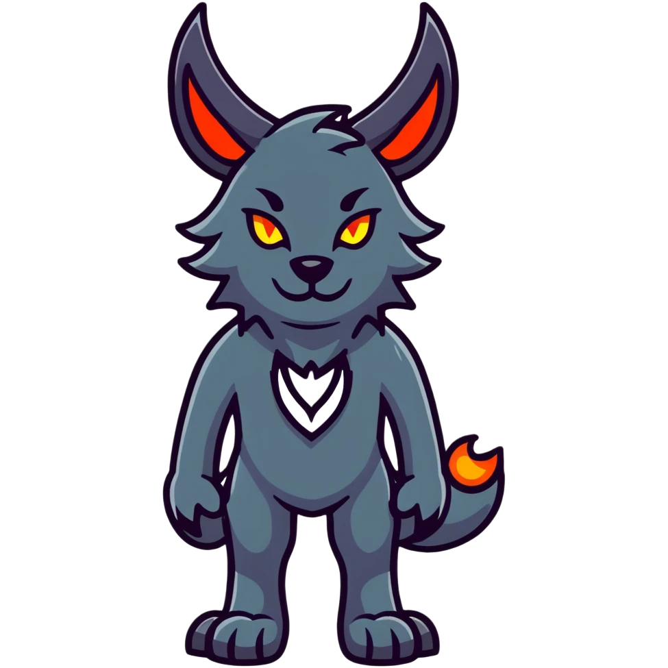 Dark demonic wolf with horns and glowing symbols emoji