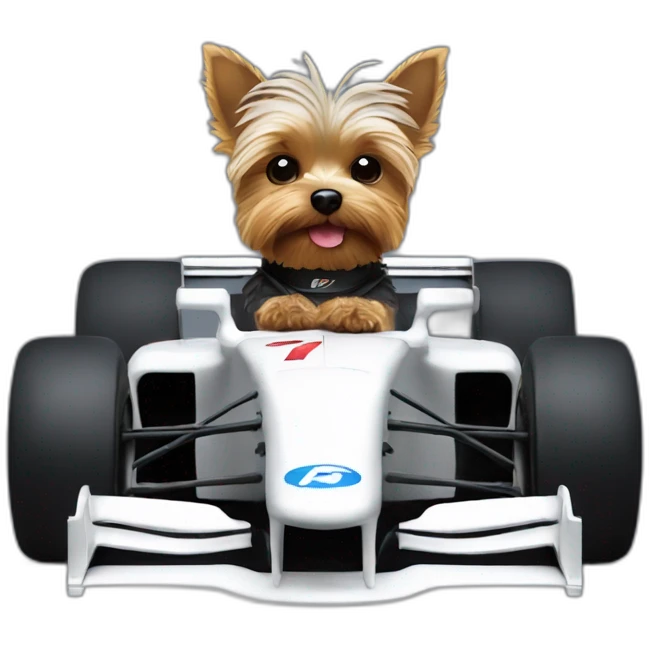 yorkie in a f1 car emoji