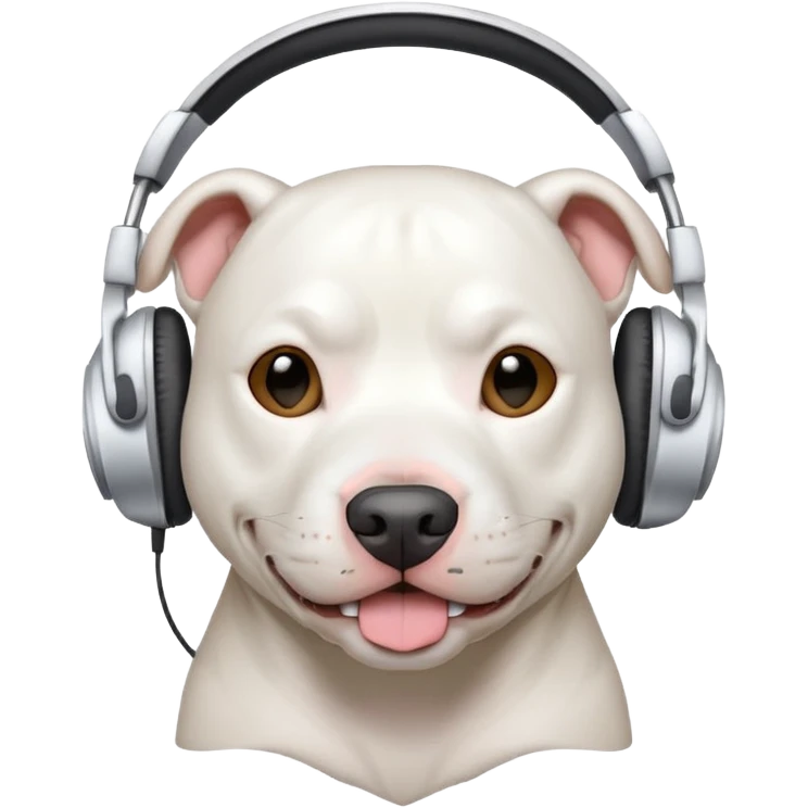 white pitbull head with headphones emoji