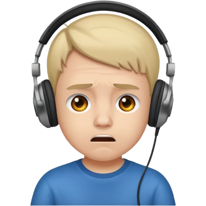 A frustrated child with headphones on emoji